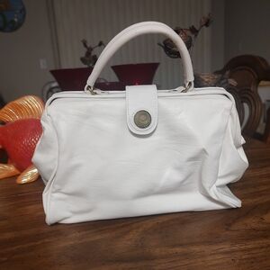 Classic White Leather Satchel